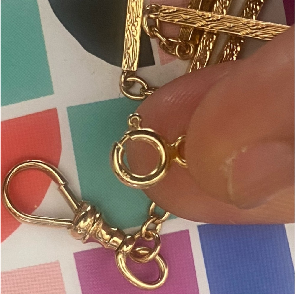 Beautiful Solid 14K Antique Gold Victorian Style PocketWatch Chain. Unique! - Picture 6 of 13